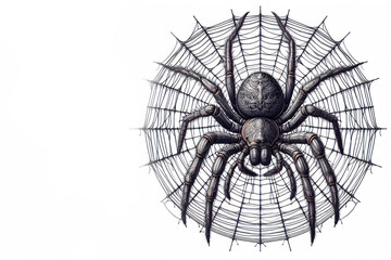 Obraz premium Spider on a web. Space for text.