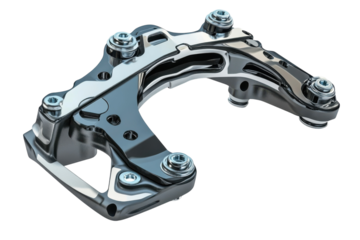 Detailed view of a high-performance alloy bicycle fork showcasing precision engineering and design isolated on transparent background