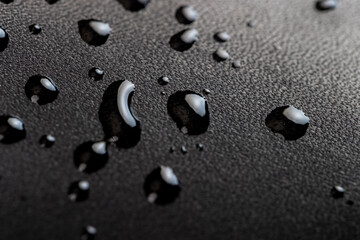 natural leather dyed black in water droplets