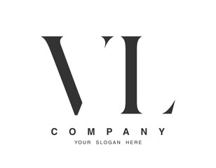 VL logo design. Initial letter v and l serif font style. Creative classic company name typography. Trendy logotype or identity.