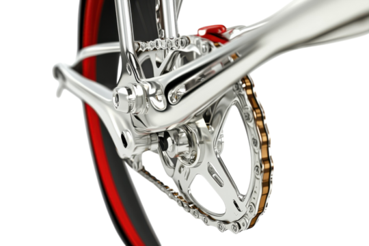 The intricate design of a bicycle’s crankset and chain in a contemporary studio setting isolated on transparent background - Powered by Adobe