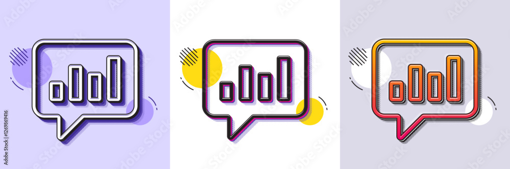 Poster chart line icon. halftone dotted pattern. gradient icon with grain shadow. report graph or sales gro
