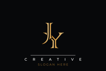 Sophisticated gold JY monogram logo on a sleek black background, ideal for branding, creative design, and luxurious themes.