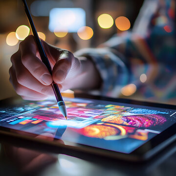Digital Art: Tablet Drawing Isolated on Transparent Background