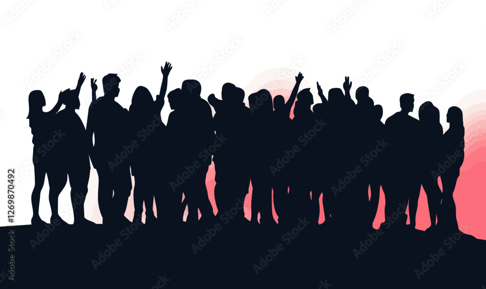 Aufkleber silhouette of diverse crowd symbolizing unity and togetherness on isolated background