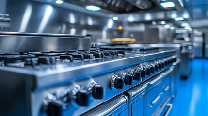 A shiny new stainless steel kitchen exhaust hood installed in a modern commercial kitchen symbolizes cleanliness, efficiency, and safety, ensuring proper ventilation and fire prevention