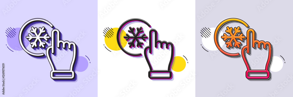 Poster freezing click line icon. halftone dotted pattern. gradient icon with grain shadow. ac cold temperat