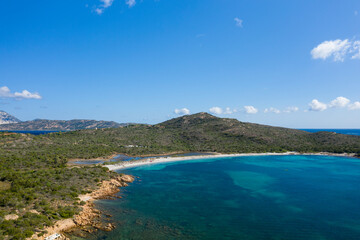 Obraz premium Spiaggia la Salinedda beach in San Teodoro in Europe, Italy, Sardinia, San Teodoro, in summer, on a sunny day.