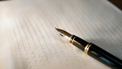 Fototapeta premium pen poised above dotted paper