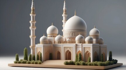 Obraz premium Stunning 3d Model of a White Mosque Architecture