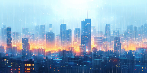 Fototapeta premium Modern cityscape showcasing innovative rainwater harvesting systems amidst lush greenery promoting urban sustainability. Banner. Copy space