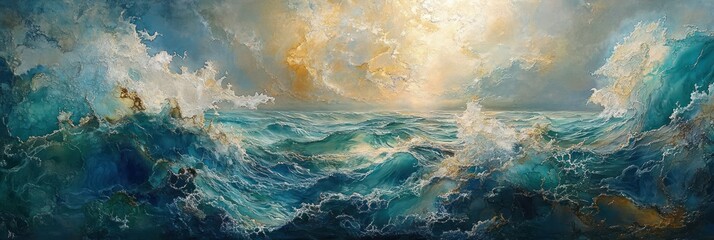 Majestic Ocean Waves Under a Golden Sky