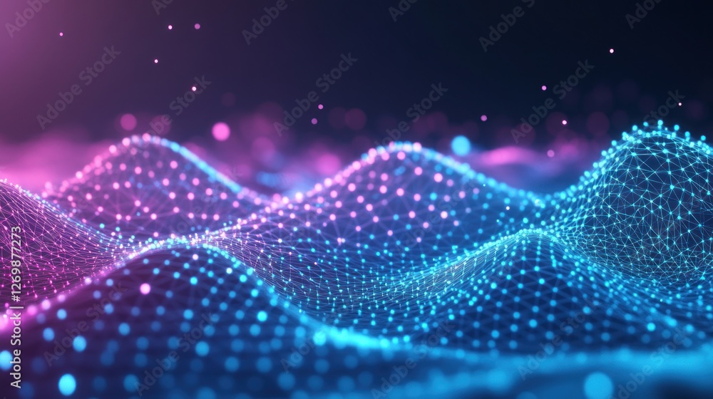 Poster abstract technology background with connecting dots and lines visualization