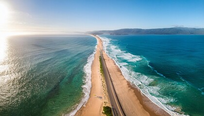 coastal road trip adventure scenic beachside aerial perspective serene ocean vibes tranquil nature escape