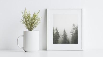 Fototapeta premium Framed Misty Mountain Forest Print
