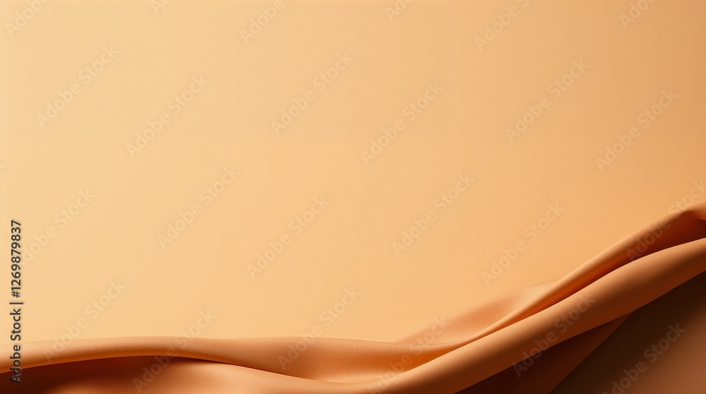 Poster elegant abstract background with smooth peach fabric draping softly against a light backdrop, copy s