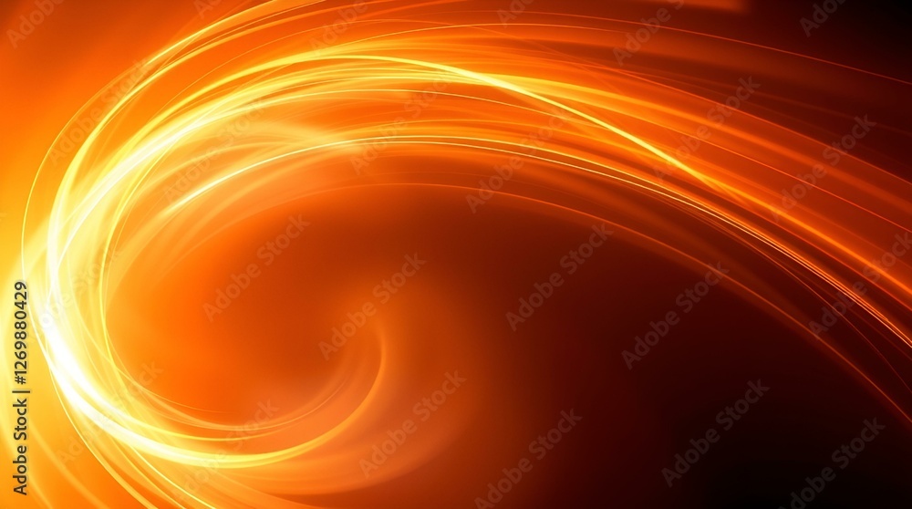 Poster dynamic abstract background with swirling orange light and energy flow