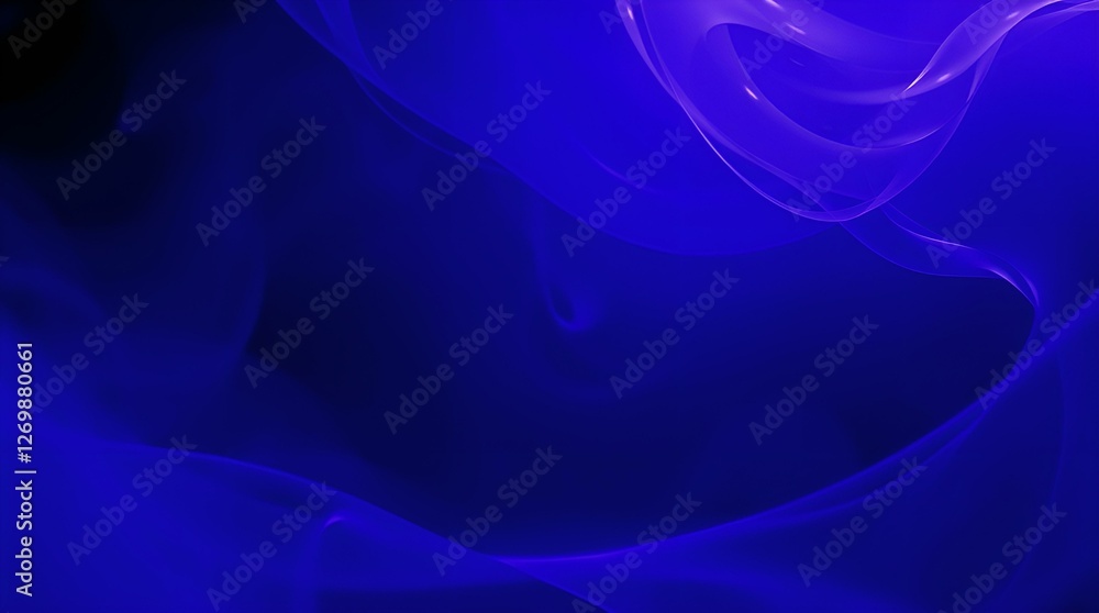 Poster serene abstract background depicting smooth waves in deep blue tones creating a calm atmosphere