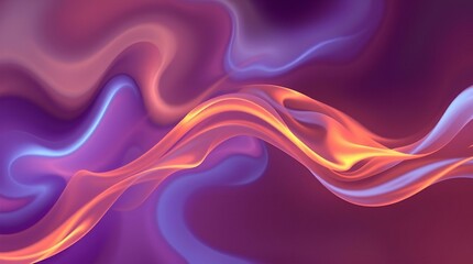 Fluid abstract design featuring smooth waves of vibrant purple and orange colors creating a flowing effect