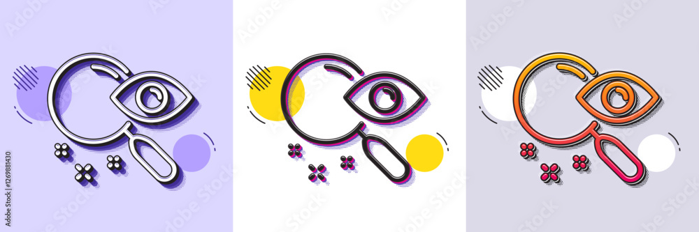 Poster search line icon. halftone dotted pattern. gradient icon with grain shadow. find document sign. magn