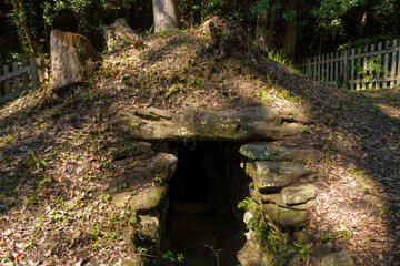 Hisamezuka-Kofun burial mound in Shirarahama in Asia, Japan, Kansai, Shirarahama, in summer, on a...