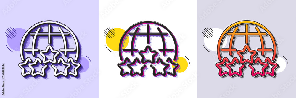 Poster global business line icon. halftone dotted pattern. gradient icon with grain shadow. outsourcing rat