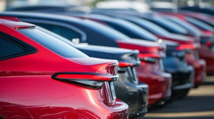 Obraz premium Car purchase site, car buyers at the dealership to check the new car, car sales