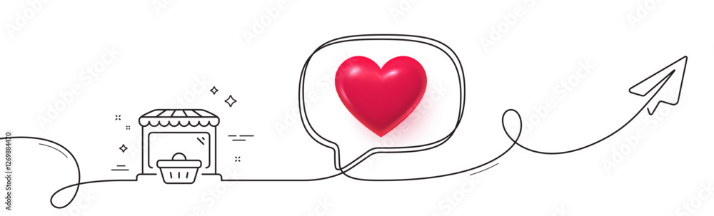 Poster online market line icon. continuous line with share plane. shopping cart sign. retail marketplace sy