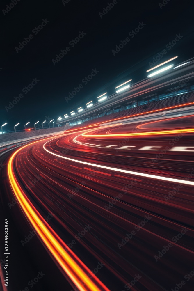 Poster streaking light trails create dynamic motion and vivid color on the road, perfect for speed concepts