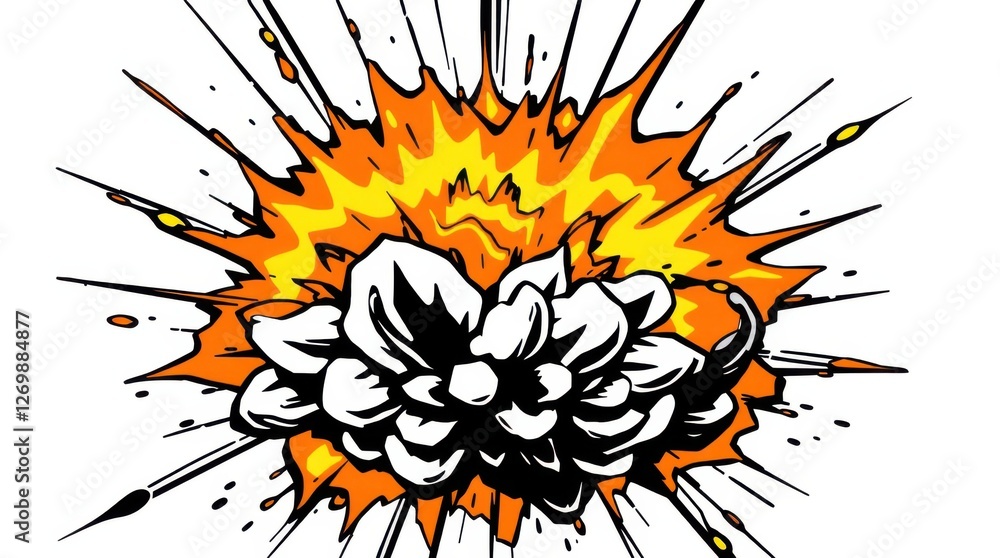 Poster dynamic burst of energy, illustrated with vivid colors and sharp lines, creating a powerful visual i
