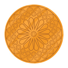Vector image of golden circles icon in Mubarak style with white background