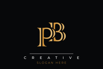 Sophisticated gold PB monogram logo on a sleek black background, ideal for branding, creative design, and luxurious themes.