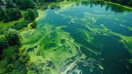Agricultural Runoff And Water Pollution. Toxic Algae
