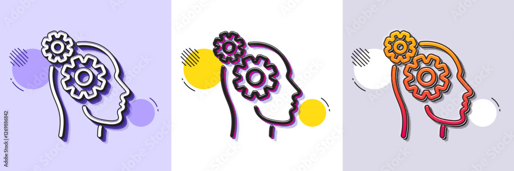 Poster thoughts line icon. halftone dotted pattern. gradient icon with grain shadow. teamwork sign. core va