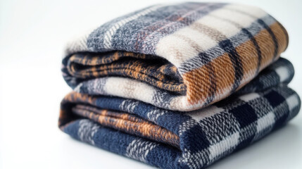 Cozy comfort: folded plaid blankets for home decor and warmth