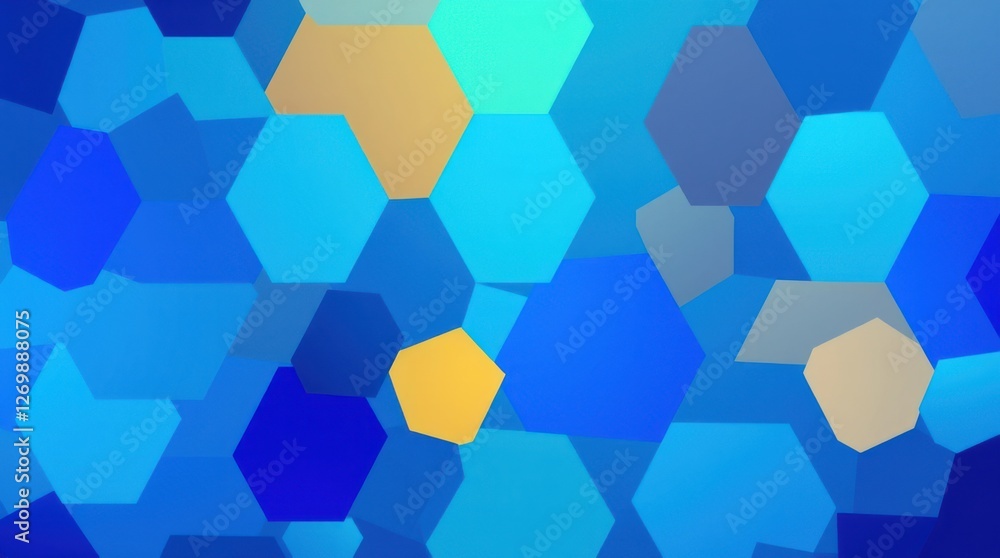 Aufkleber abstract mosaic of varying blue hues and polygonal shapes creates a visually dynamic and geometric p