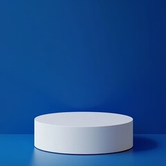 Modern Minimalist Interior Featuring a Blue Backdrop With Geometric Shapes and Elegant Decor Elements for a Tranquil Atmosphere