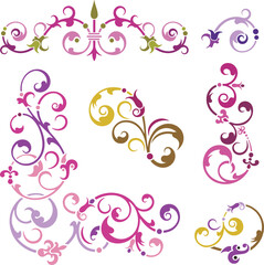 Floral ornamental arabesque designs vector set in traditional Oriental style. Colorful luxury vintage page decorations. Ready to cut graphics for backgrounds, invitations, greeting cards, wallpapers.