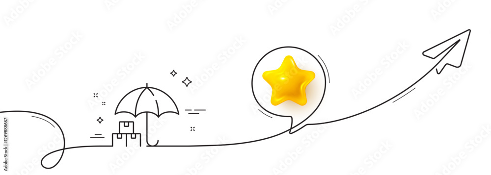 Poster delivery service line icon. continuous line with share plane. package insurance sign. tracking parce