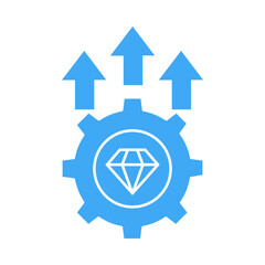 Operational Excellence – Gear with Diamond and Arrows Representing Peak Efficiency