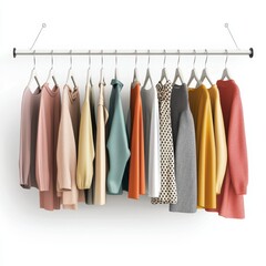 Colorful Assortment of Shirts Displayed on a Rack in a Well-Lit Space, Showcasing a Variety of Styles and Colors for Casual Wear