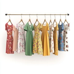 Colorful Assortment of Shirts Displayed on a Rack in a Well-Lit Space, Showcasing a Variety of Styles and Colors for Casual Wear