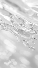 Close up of transparent gel texture - abstract liquid waves and bubbles in monochrome