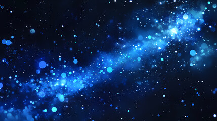 Obraz premium Abstract blue and white lights streaking across black background, creating a starry night sky effect. Eldritch Sky Portals. Illustration