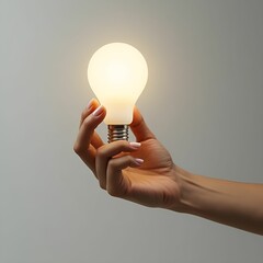 Hand Holding a Shining Light Bulb: Bright Idea in Hand