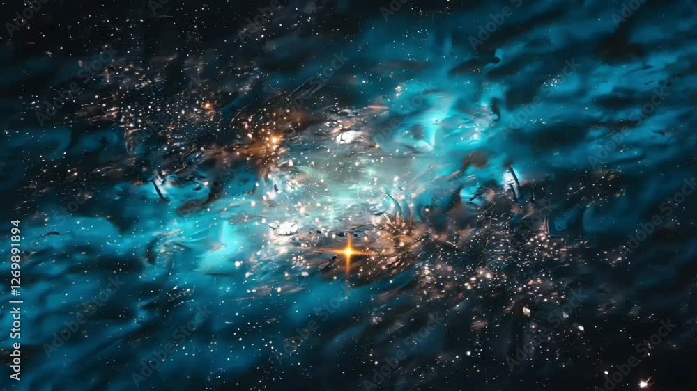 Poster stunning cosmic nebula with glowing stars and deep space clouds creating a dreamy and colorful outer