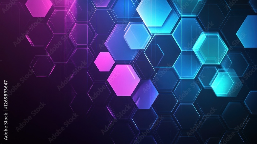 Poster abstract futuristic technology background with glowing hexagonal shapes