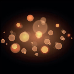 Bokeh effect, vector background in golden glow