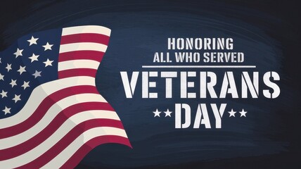 Veterans day celebration with the american flag and text