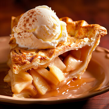 Upscale (S)Высокий класс (s)
17h




A delicious and inviting image of a slice of apple pie. The pie should have a golden-brown crust and a filling bursting with apples and spices. A scoop of vanilla 